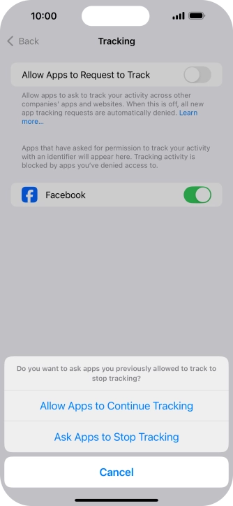 If you turn off the function, press the required setting.