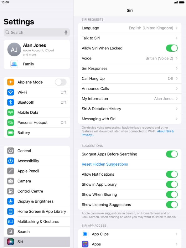 Press the indicator next to 