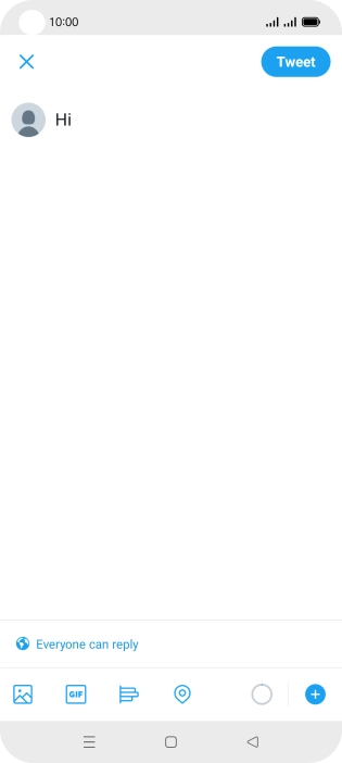 Write the required text and press Tweet.