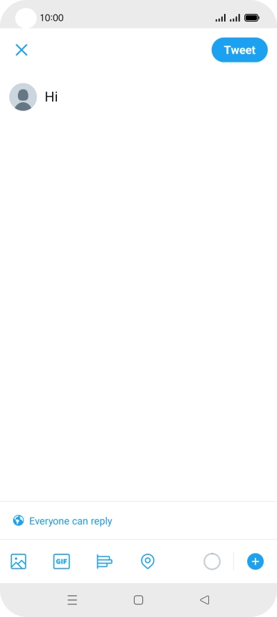 Write the required text and press Tweet.