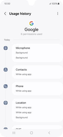 The app activity for the selected app is displayed.