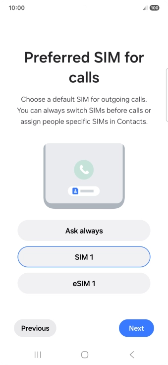 Press the required setting.