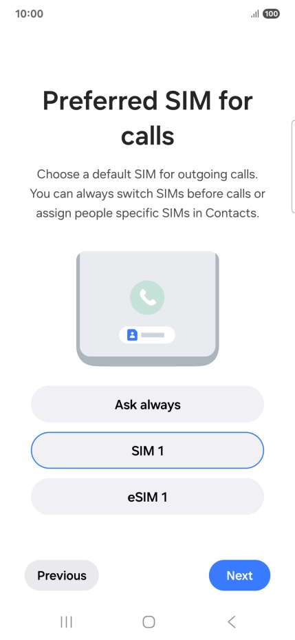 Press the required setting.