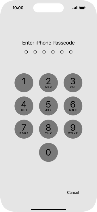 Use the phone lock code you created.
