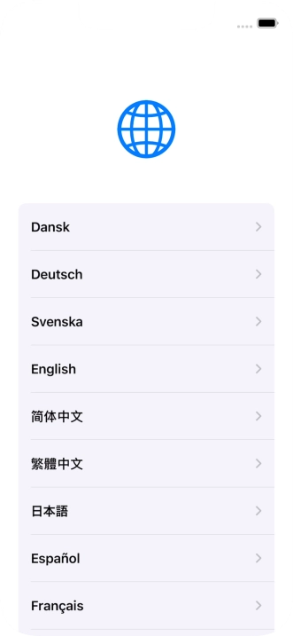 Press the required language.