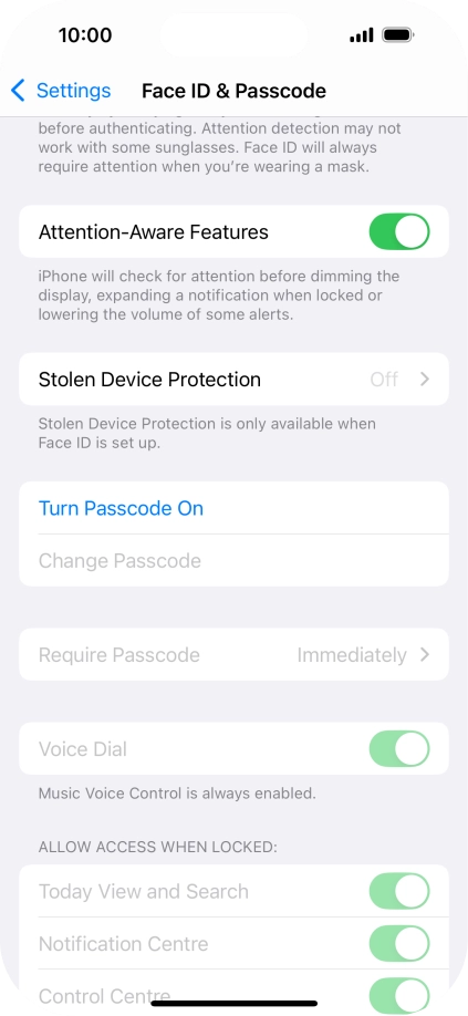 Press Turn Passcode On and key in a phone lock code of your own choice twice. Press Turn Passcode On and key in a phone lock code of your own choice twice.