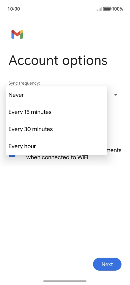 Press the required setting.