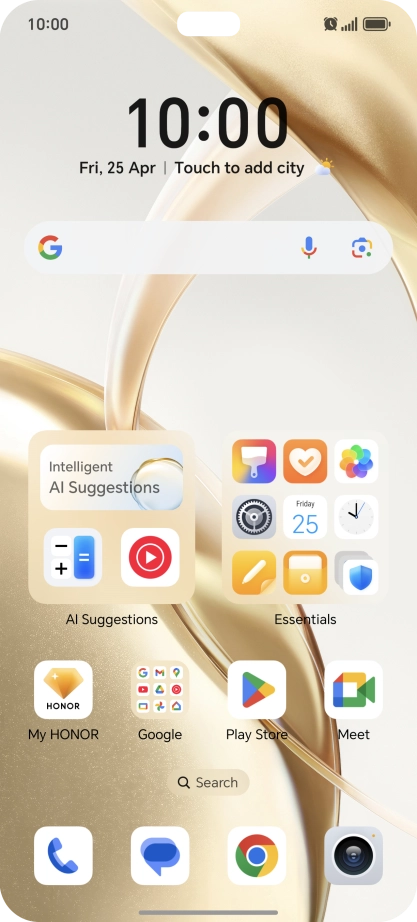 The alarm icon shows that the alarm is set.