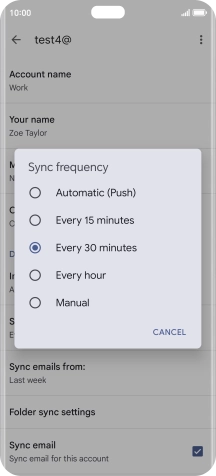Press the required setting.