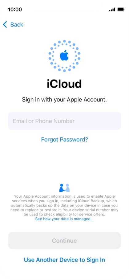 Press Email or Phone Number and key in the username for your Apple ID.