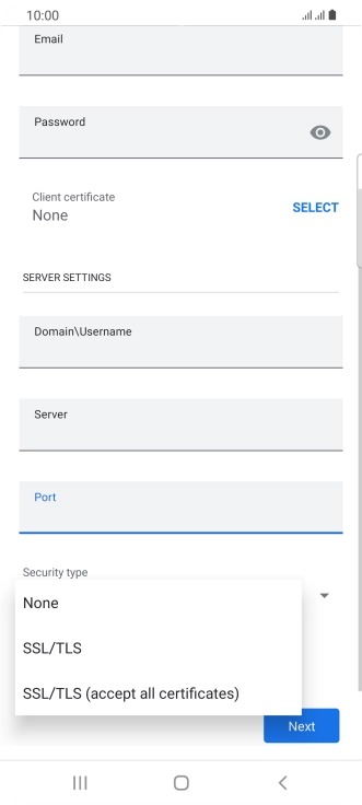 Press the required setting.
