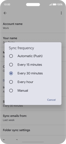 Press the required setting.