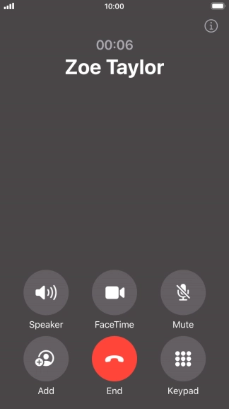 Press the end call icon to end the call and return to the home screen. Press the end call icon to end the call and return to the home screen.