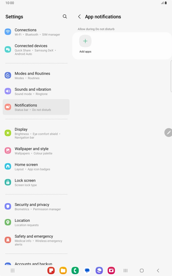Press Add apps and follow the instructions on the screen to select which apps you would like to receive notifications from when Do Not Disturb is turned on.