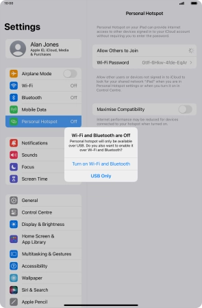 If Wi-Fi is turned off, press Turn on Wi-Fi and Bluetooth.