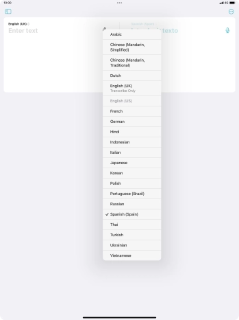 Press the required target language.