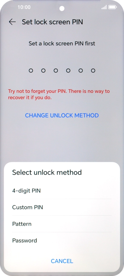 Press the required phone lock code and follow the instructions on the screen to create an additional phone lock code.
