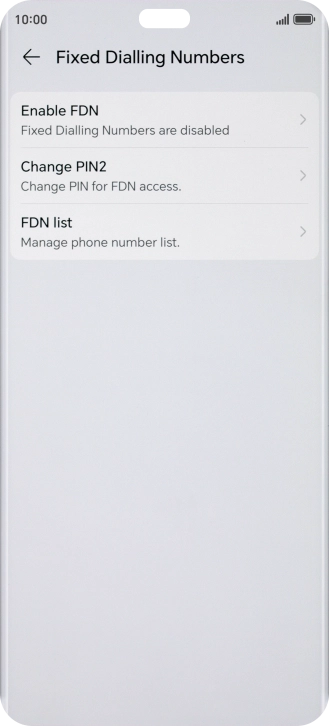 Press Enable FDN. Press Enable FDN.