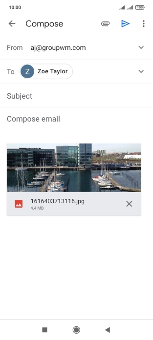 Press Subject and write the subject of your email message.