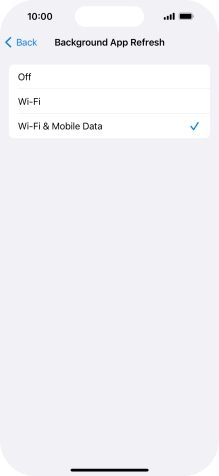 To turn off background refresh of apps, press Off.