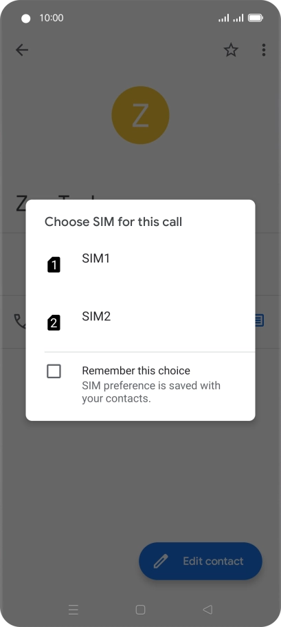 Press the required SIM.