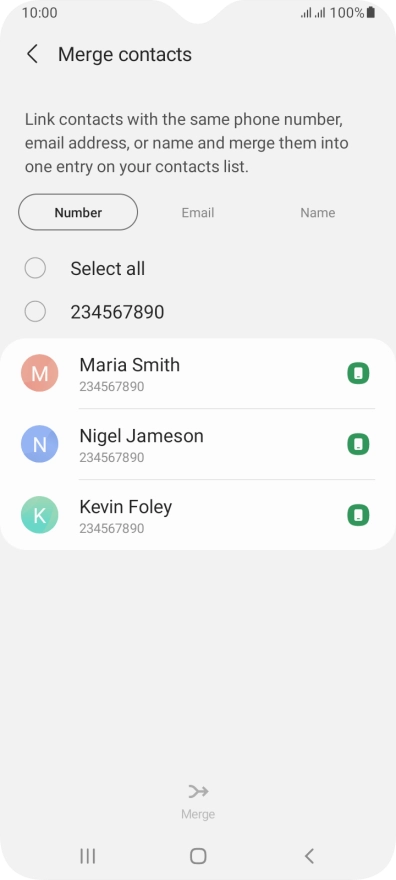 Press the field next to the required number.