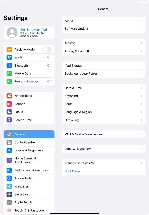 Press Sign in to your iPad.