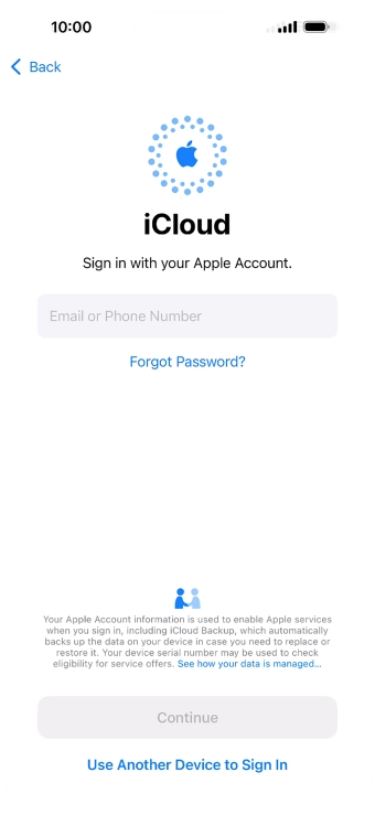 Press Email or Phone Number and key in the username for your Apple ID.