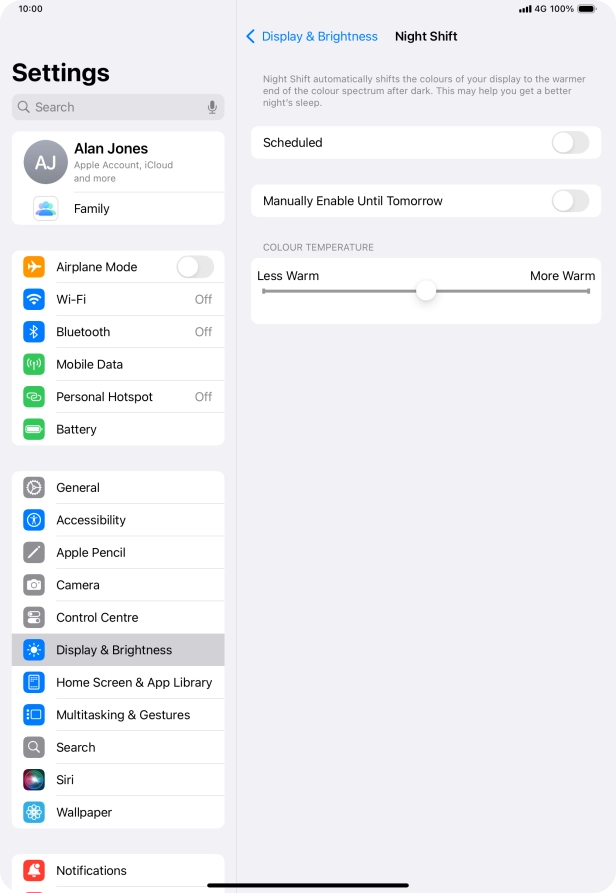 Press the indicator next to 