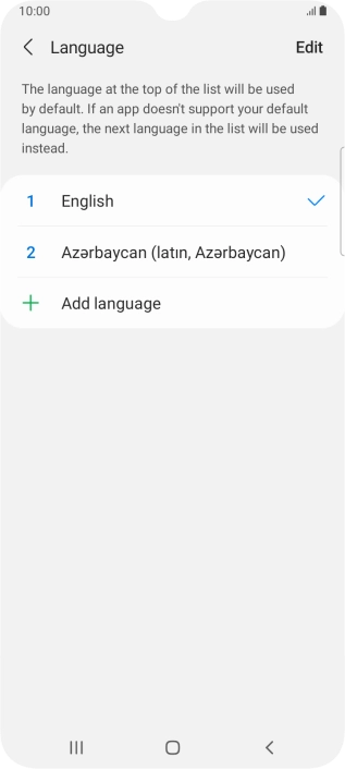 To subsequently select another language as the default language, press the required language.