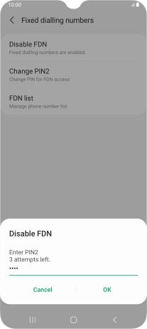 Key in your PIN2 and press OK. The default PIN2 is 1111.
