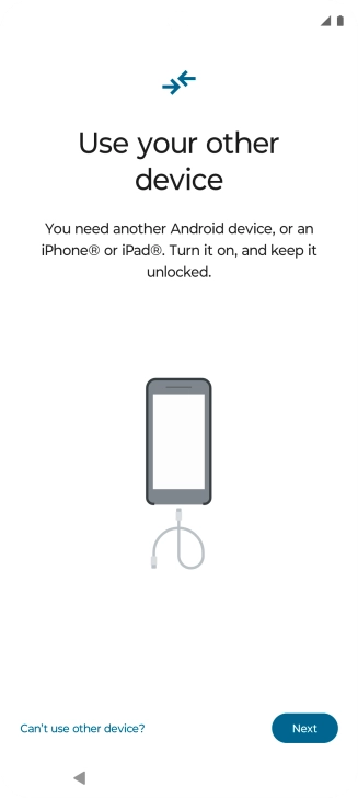 Press Can't use old device?. Press Can't use old device?.