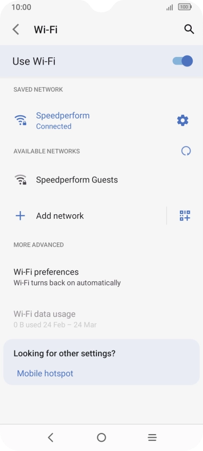 Press the settings icon next to the Wi-Fi network you're connected to. Press the settings icon next to the Wi-Fi network you're connected to.