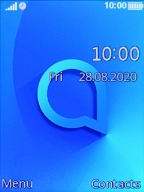 The alarm icon shows that the alarm is set.