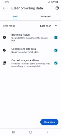 Press the fields next to the required data types.