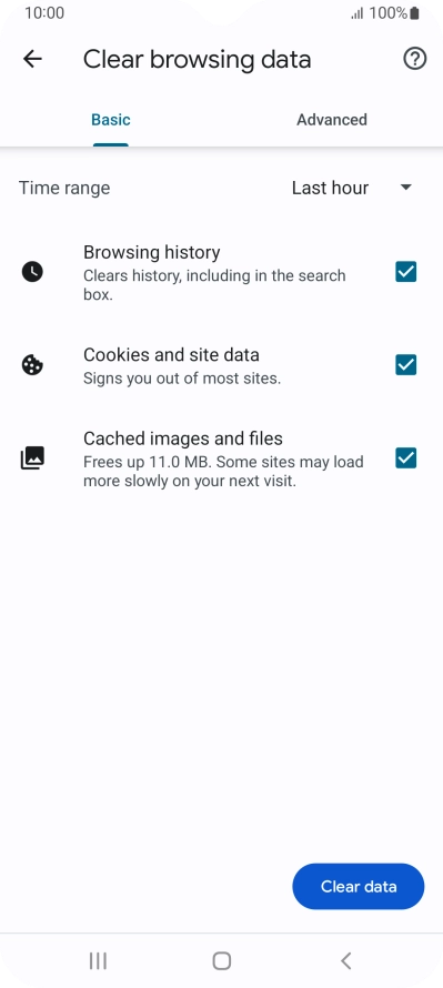 Press the fields next to the required data types.