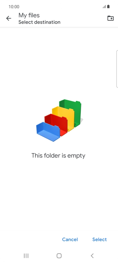 To create a new folder, press the new folder icon and follow the instructions on the screen to create a new folder.