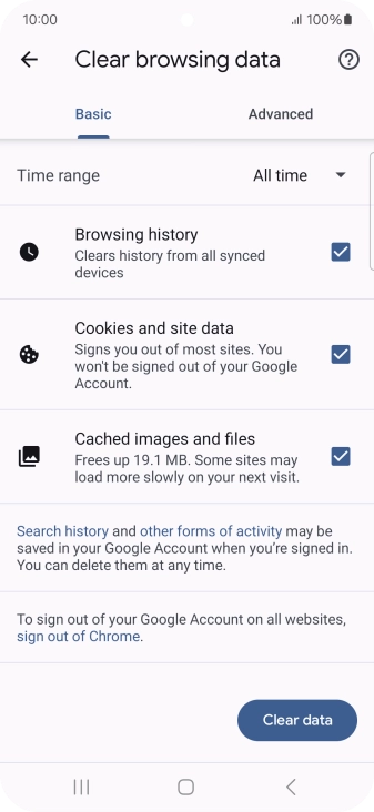 Press the fields next to the required data types.