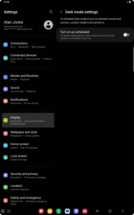 Press the indicator next to 