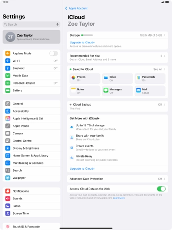 Press iCloud Backup.