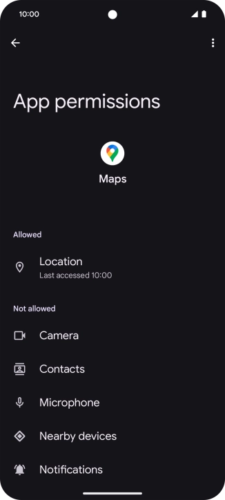 The app activity for the selected app is displayed.