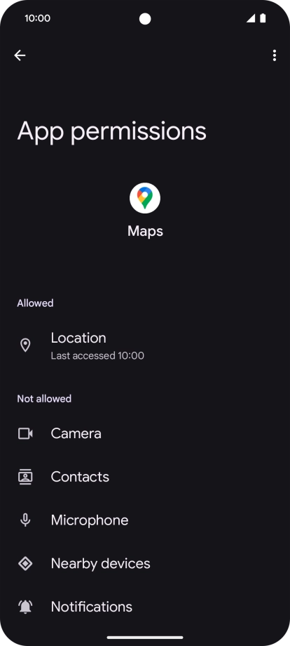 The app activity for the selected app is displayed.