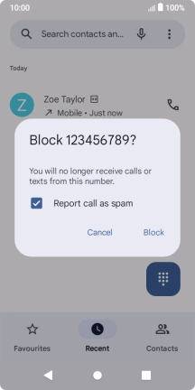 To report the number as spam, press the field next to 