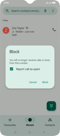 To report the number as spam, press the field next to 