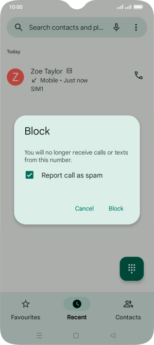 To report the number as spam, press the field next to 