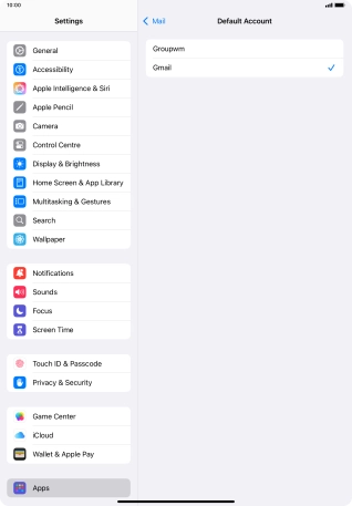 Press the required email account to select the email account as your default account.