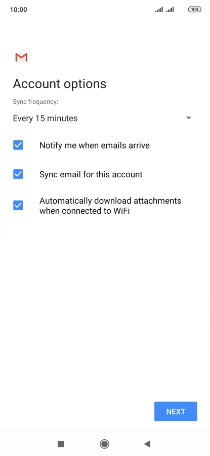 If this screen is displayed, you email account has been recognised and set up automatically. Follow the instructions on the screen to key in more information and finish setting up your phone.