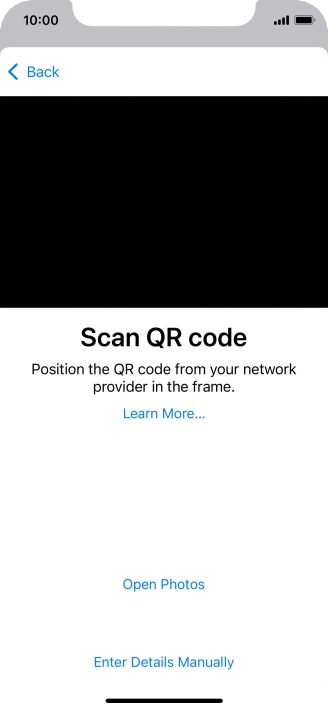 Place the QR code you've received inside the phone camera frame to scan the code. Your eSIM is transferred to your new phone over the internet.