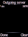 Key in the name of your email provider's outgoing server and press the Left selection key.