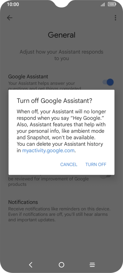 If you turn off the function, press TURN OFF.